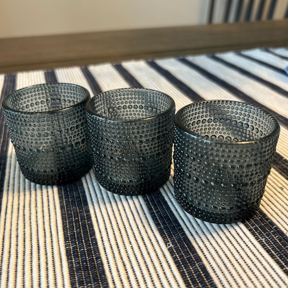 Elegant Blue Hobnail Shot Glasses/Votive Candleholders